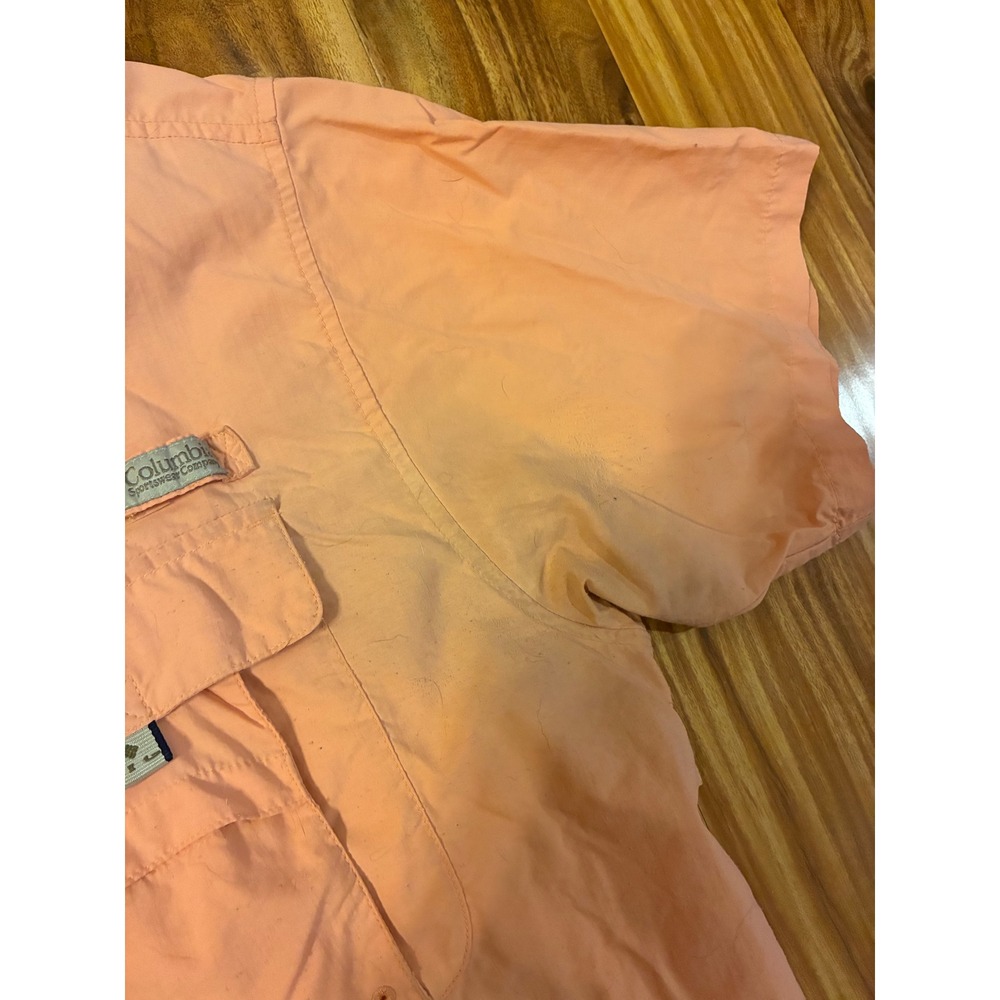 Columbia PFG Fishing Shirt Mens Large Peach Orange Short Sleeve Button Down Gorp - Picture 4 of 13